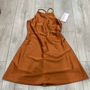 Elegant Orange Sleeveless Dress